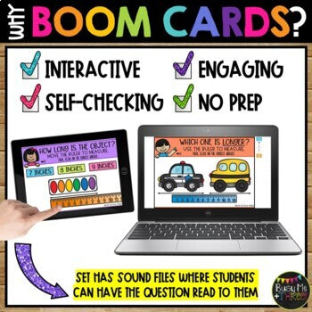 Measuring with a Ruler in INCHES BOOM CARDS™ Length Digital Learning Game