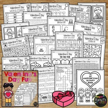 Valentine's Day Activities NO PREP Fun | Math & Reading Worksheets for February
