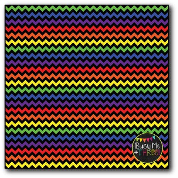 SMALL Rainbow Chevron {BLACK} Digital Papers {Commercial Use Digital Graphics}