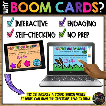 Adding Numbers on the Number Line Sums to 20 BOOM CARDS™ Digital Learning Game