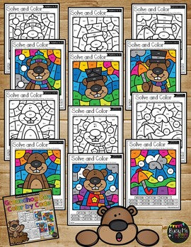 Color by Code Groundhog Day Math Activities {Addition & Subtraction to 10}