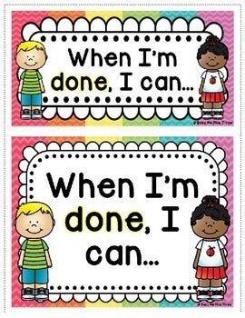 Early Finishers Activities Signs EDITABLE, Classroom Management Bright Chevron