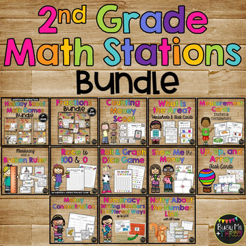 2nd Grade Math Centers and Games with Money Area Fractions Measurement Graphing