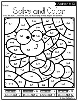 Color by Code BUGS and INSECTS Color by Number {Addition & Subtraction to 10}