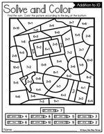 Color by Code WRITING Color by Number {Addition & Subtraction to 10}