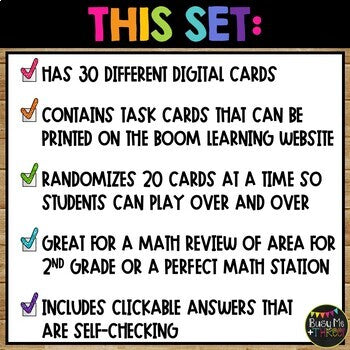 Area Square Units BOOM CARDS™ Measurement Digital Learning Game 2nd Grade