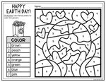 Earth Day Activities for Writing and Math | Color by Number and Writing Pages