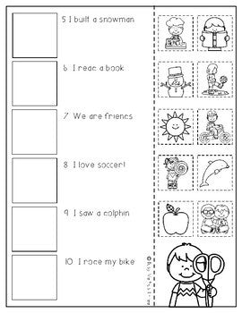 Matching Pictures to Text Worksheet, Reading Strategies, Kinder & 1st Grade