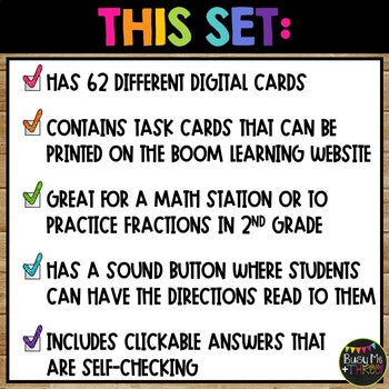 Distance Learning Fraction Game for 2nd Grade Digital BOOM CARDS™