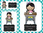 Guided Math Rotation LABELS for Small Groups EDITABLE Brights & Chalkboard