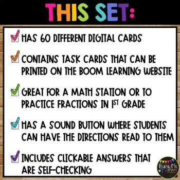 Distance Learning Fraction Game for 1st and 2nd Grade BOOM CARDS™