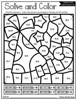 Color by Code New Year's Activities for Math {Addition and Subtraction to 20}