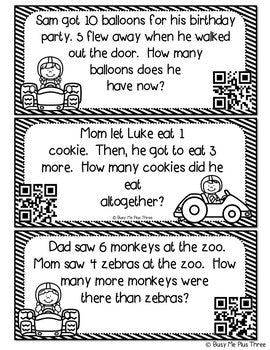 Word Problems Matching Game, Addition and Subtraction, First Grade {QR Codes}