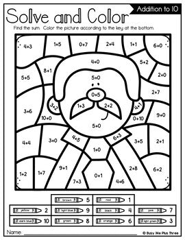 Color by Code Martin Luther King Math Activities {Addition & Subtraction to 10}