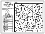 Valentine's Day Activities for Math & Writing | Color by Number & Writing Sheets