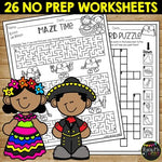 Cinco de Mayo Activities Packet FIESTA THEME, Puzzles, Games, Math, Reading