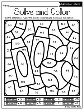 Color by Code SCHOOL SUPPLIES {Addition & Subtraction to 10} Back to School