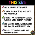 Thanksgiving Boom Cards™ Digital Color by Code HATS Distance Learning, Doubles