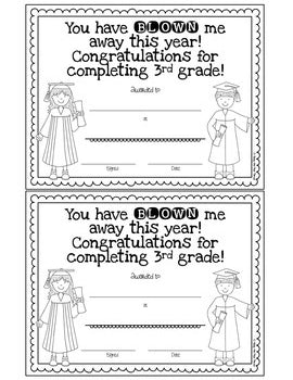 End of Year Award Blow Pop or Gum Graduation Certificate {Editable}