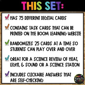 Forms of Energy BOOM CARDS™ Science Digital Learning | Light, Heat, Sound