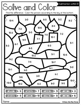 Color by Code BIRTHDAY Color by Number {Addition & Subtraction to 10}