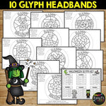 Halloween Activities Glyph Sentence Strip Headband Color by Number