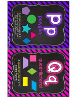 MATH ALPHABET Posters and Word Wall Labels, Chalkboard & Neon Vocabulary