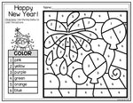 New Years 2022 Activities for Math and Writing, Color by Number & Writing Sheets