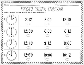 Telling Time to the Hour and Half Hour, First & Second Grade