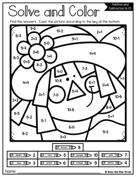 Color by Code Fall Math Activities {Addition and Subtraction to 10}