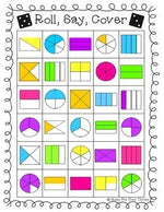 Fraction Game with Dice, Roll, Say, Cover - K, 1st, 2nd