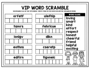 Classroom VIP Activity Book No Prep Worksheet Packet