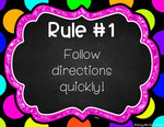 Editable Rule Posters Neon & Chalkboard Melonheadz Edition, Rules