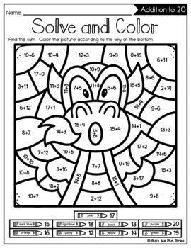 Color by Code MAGICAL Color by Number {Addition & Subtraction to 20} Dragon