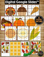 Thanksgiving Secret Picture Tiles Activity Distance Learning Google Classroom™