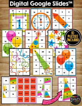 New Years 2022 Secret Picture Tiles Puzzle Distance Learning Google Classroom™