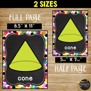 2D and 3D Shape Posters Rainbow CONFETTI Polka Dots Classroom Décor