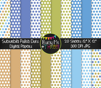 Suburbia Polka Dots Digital Papers {Commercial Use Digital Graphics}