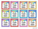 Editable Labels Bright Polka Dots Rainbow Round Square Rectangle