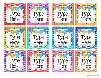 Editable Labels Bright Polka Dots Rainbow Round Square Rectangle