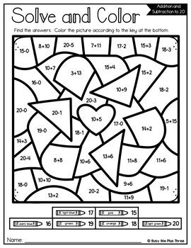 Color by Code Earth Day Math Activities {Addition & Subtraction to 20}