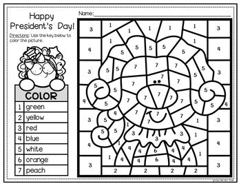 President's Day Activities for Math & Writing | Color by Number & Writing Sheets