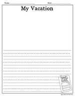 Spring Break Vacation Writing Paper Kindergarten & First Grade