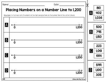 Number Line Strategy Missing Numbers Up to 1,200 on Open Number Lines