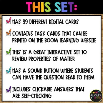 Properties of Matter BOOM CARDS™ Digital Learning Game Classifying Material