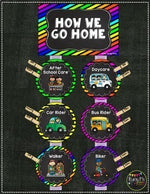 Transportation Display How We Get Home, Editable Round Signs {Neon & Chalkboard}