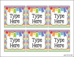 Editable Labels RAINBOW & WHITE Chevron and Stripes {45 different labels}