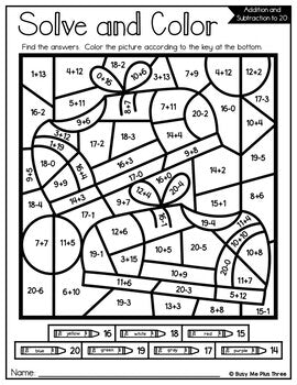 Color by Code GYM CLASS Color by Number {Addition & Subtraction to 20}