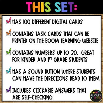 Subtracting Numbers on the Number Line to 20 BOOM CARDS™ Digital Learning Game