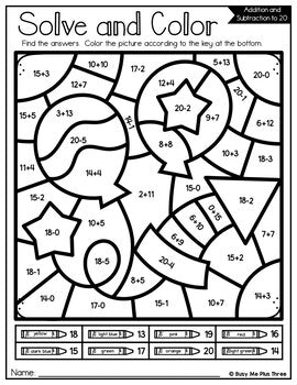 Color by Code 4TH OF JULY Math Activities {Addition & Subtraction to 20}